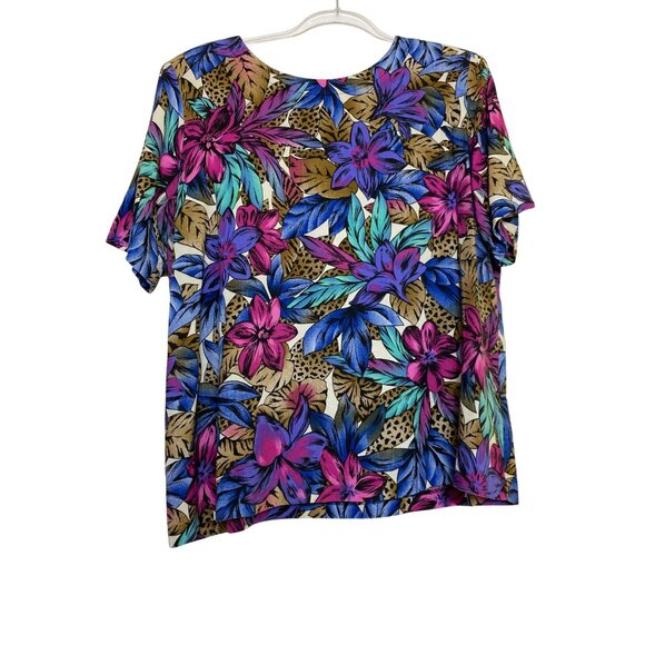 Vintage 1X Floral &‎ Animal Print Wrap Skirt & Top Set Eighties Jungle Wild Fun - Picture 4 of 11